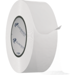 Reinforced transfer tape for fixing carpet skirting boards and surfaces like wood, PVC, and polar plastics; ideal for bonding on rough, fibrous, and uneven wall structures, made from solvent-free, aging-resistant polyacrylate with balanced adhesive and shear strength.